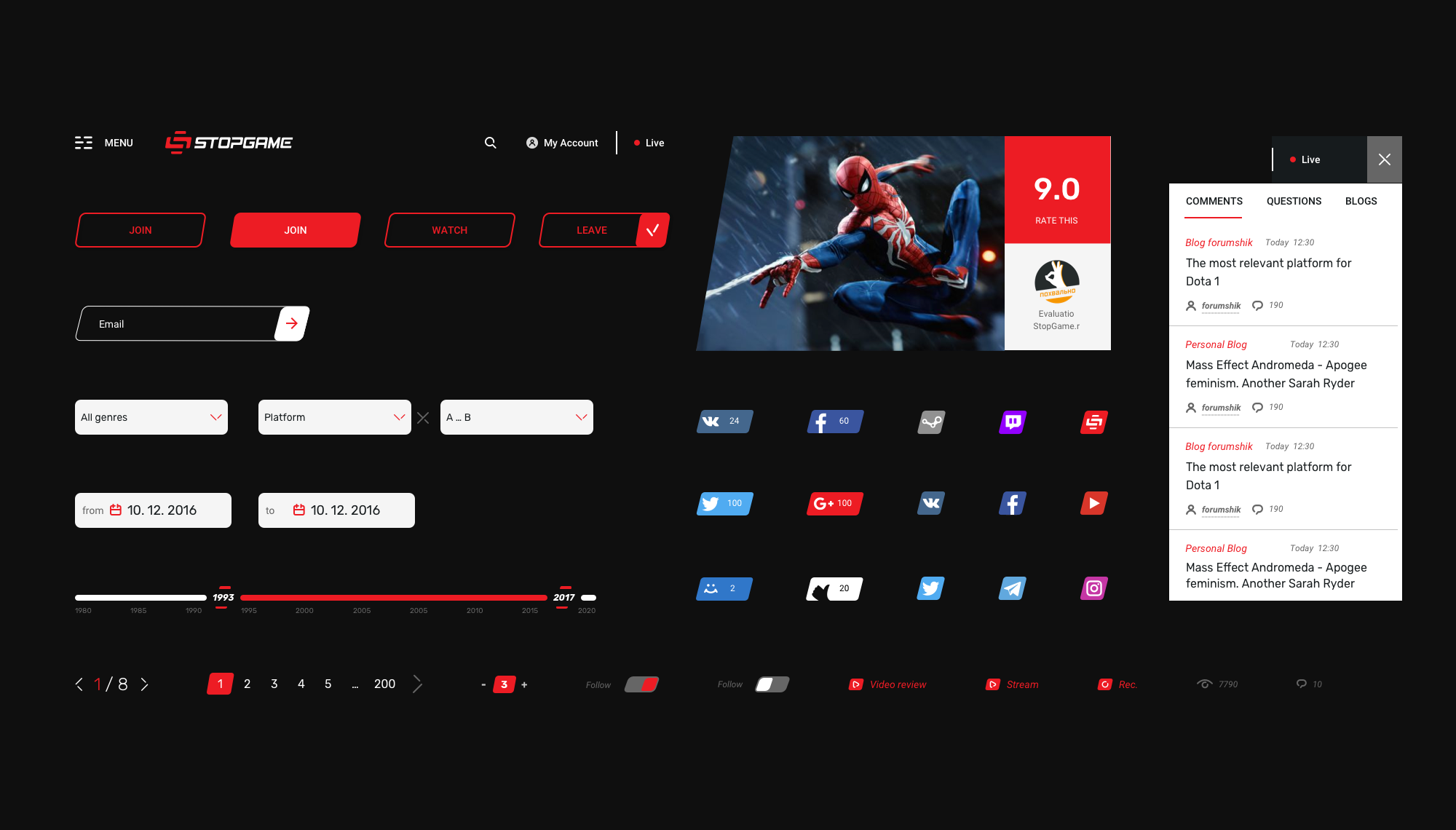 UI-kit for gaming web-site