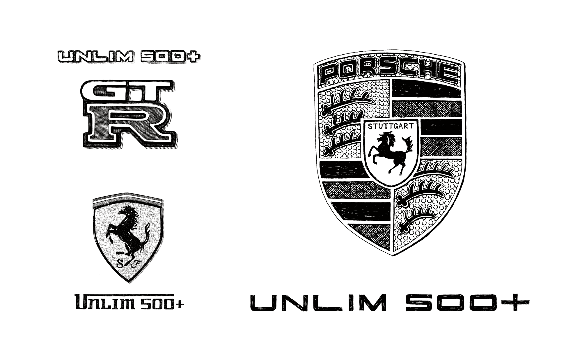 Supercars logotypes illustrations