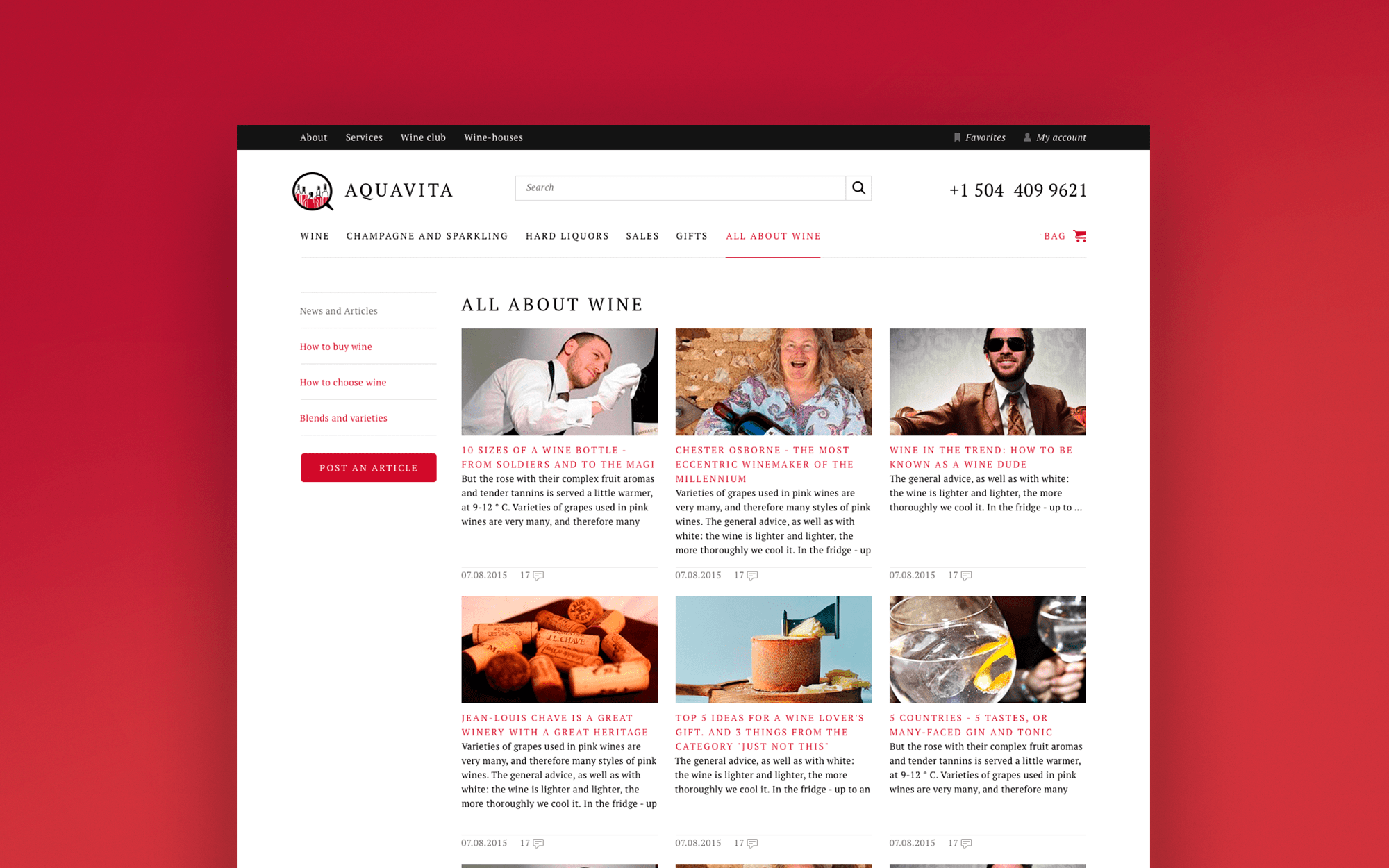 Wine online magazine development