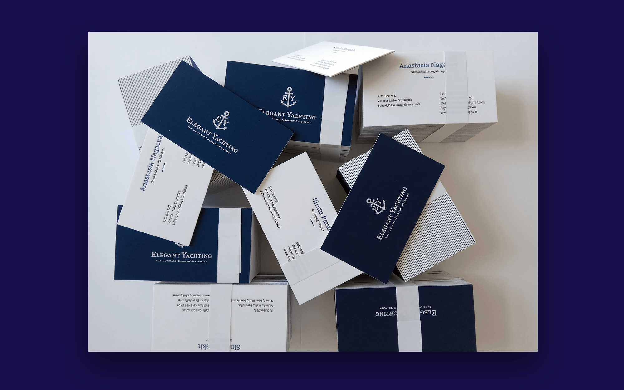 Business cards for luxury yacht rent company