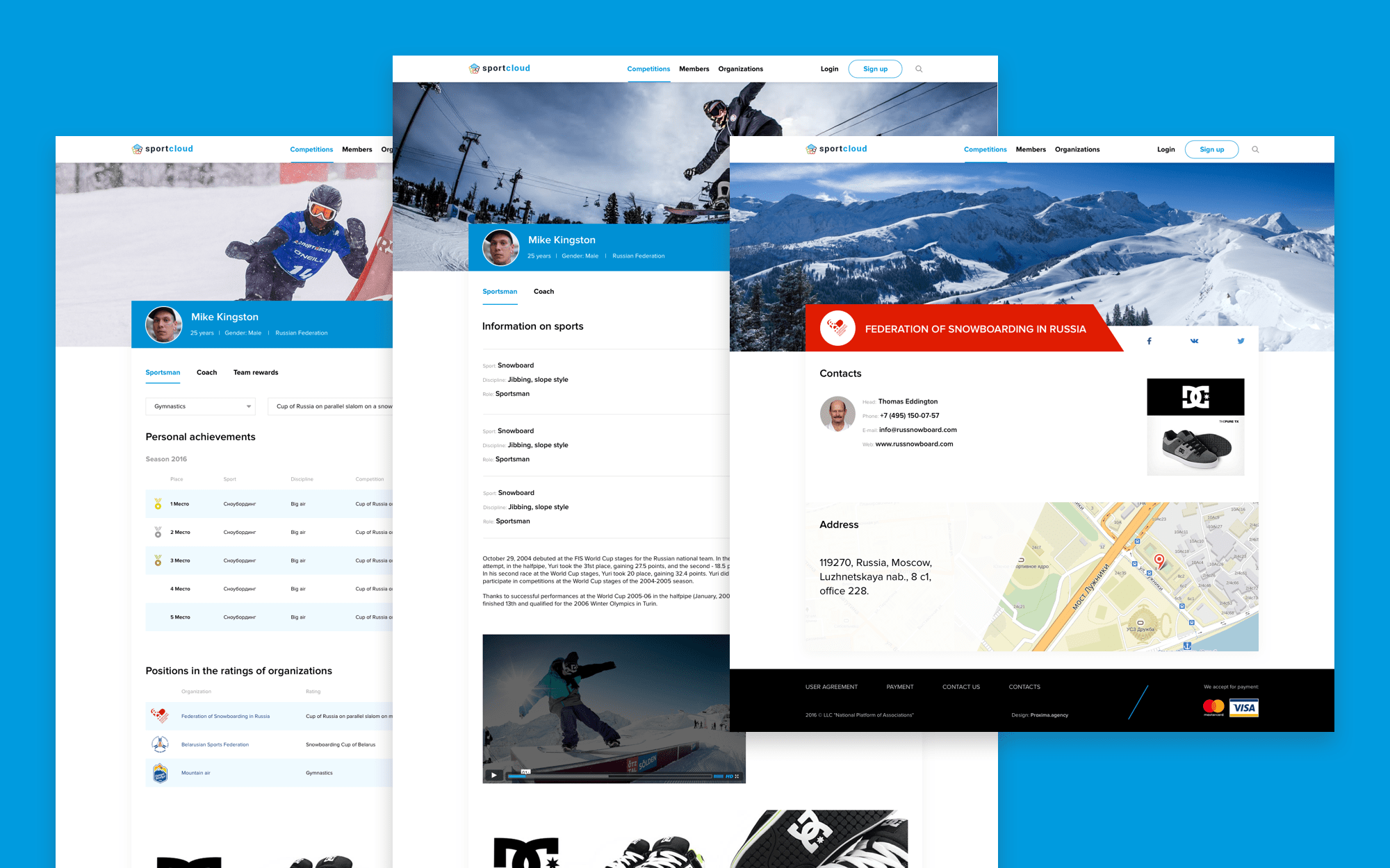 Design mock-ups of online platform interface